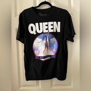 Men’s Queen We Will Rock You band Black Graphic T-Shirt Size M Cotton